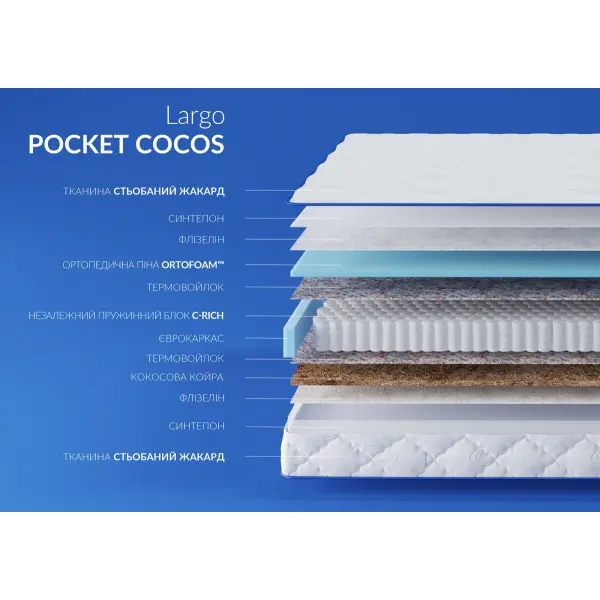Матрас Largo POCKET COCOS / ПОКЕТ КОКОС 80x190